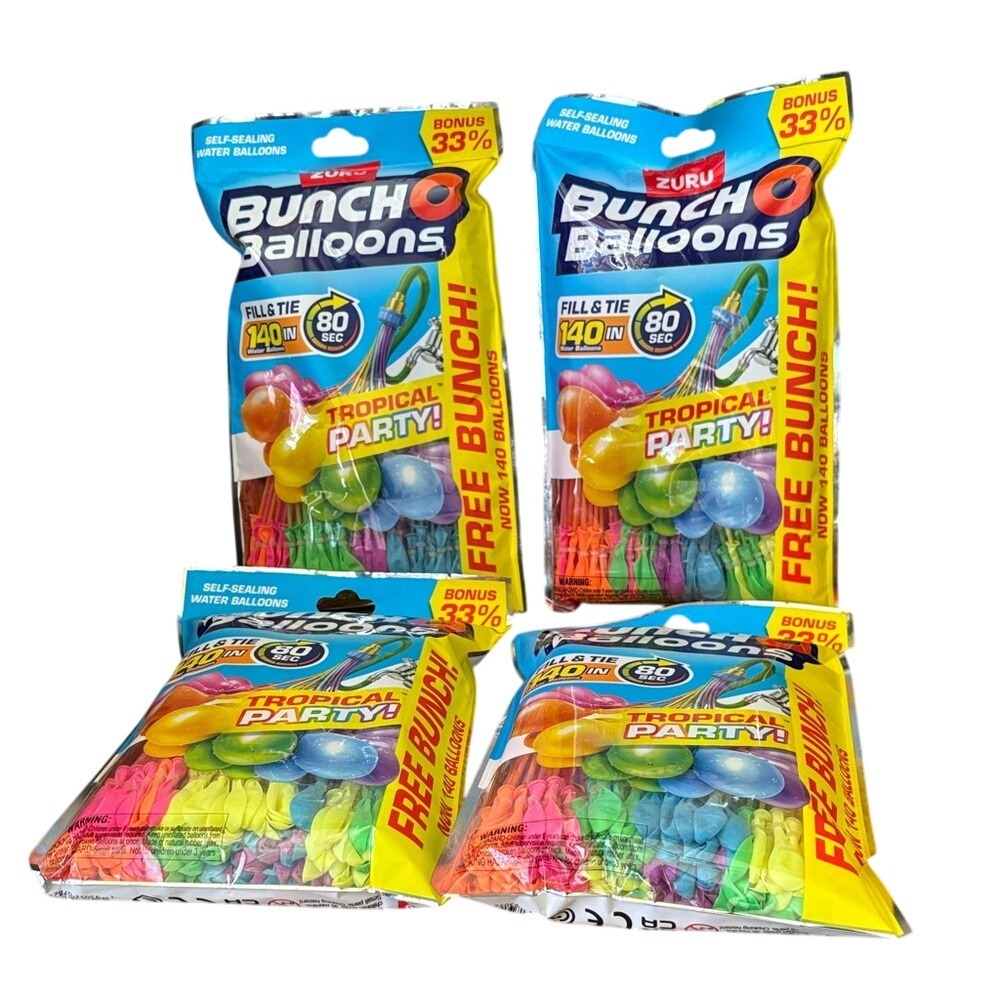 Zuru Water Balloons Tropical Party Pack LOT 4 Bags of 140 (Total of 560) NIP